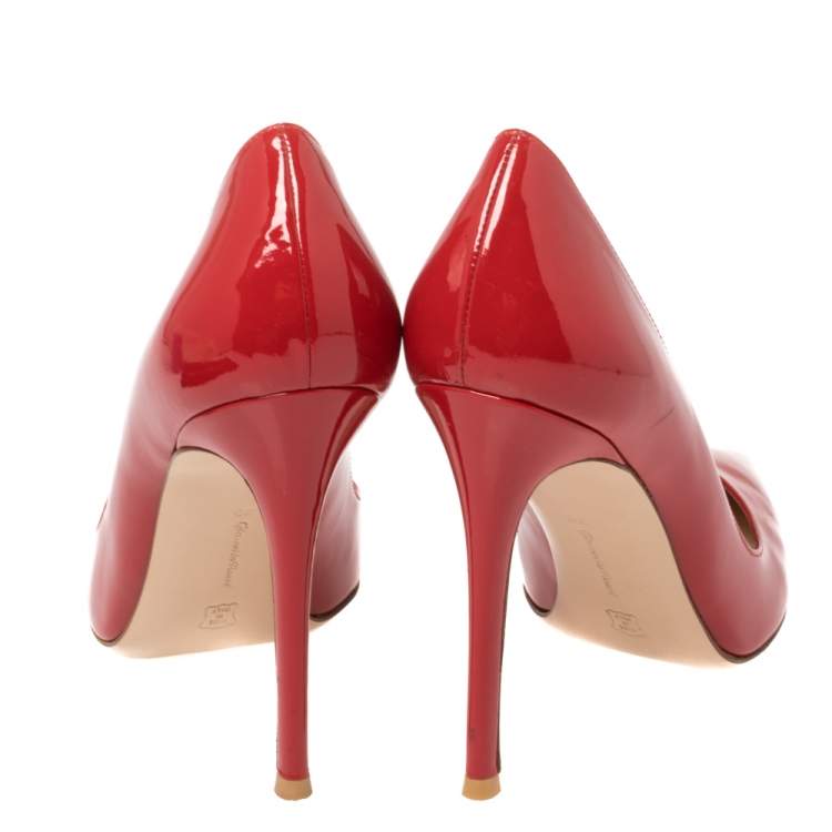 Pre Owned Gianvito Rossi Red Patent Leather Pointed Toe Pumps Size 40