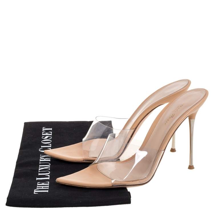 Pre Owned Gianvito Rossi PVC Leather Elle Slide Sandals Size 40