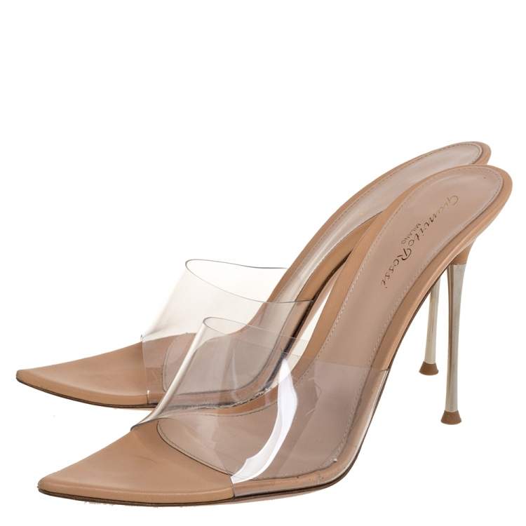 Pre Owned Gianvito Rossi PVC Leather Elle Slide Sandals Size 40