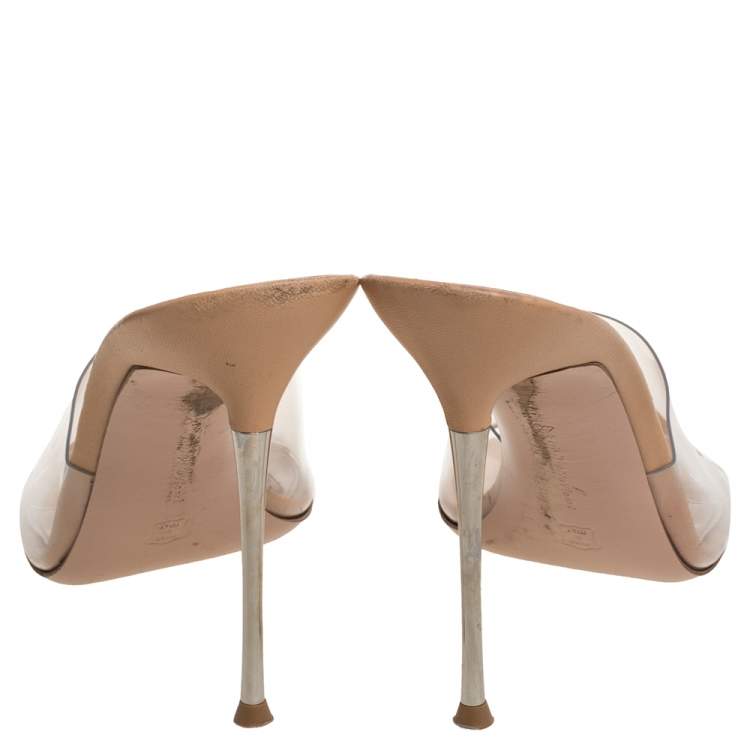 Pre Owned Gianvito Rossi PVC Leather Elle Slide Sandals Size 40