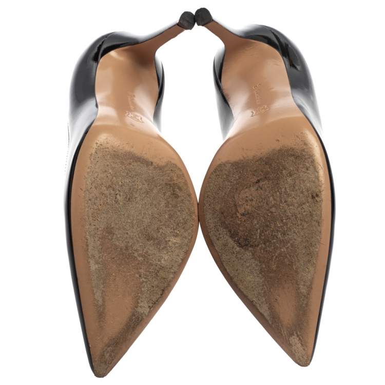 Pre Owned Gianvito Rossi Black Patent Leather Gianvito Pointed Toe Pumps Size 38