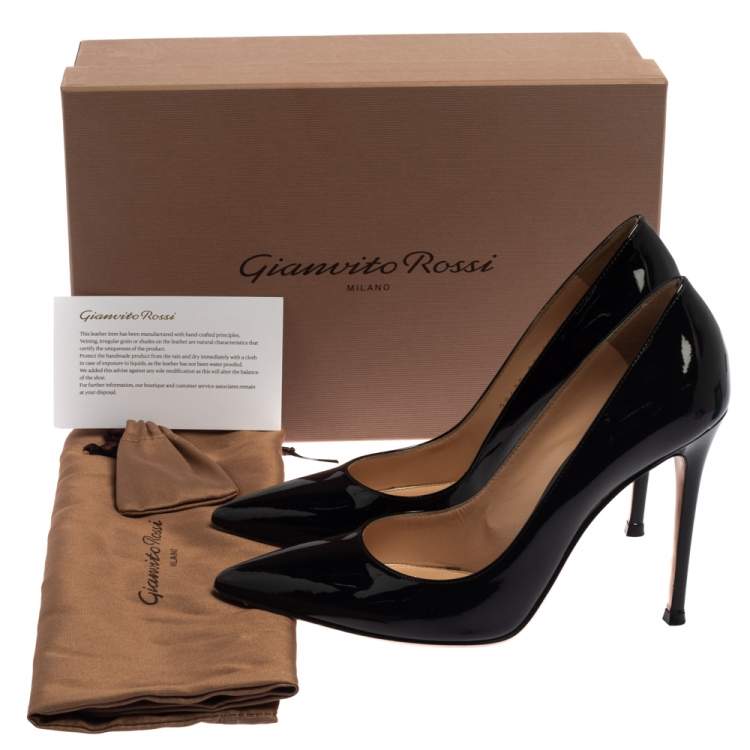 Pre Owned Gianvito Rossi Black Patent Leather Gianvito Pointed Toe Pumps Size 38