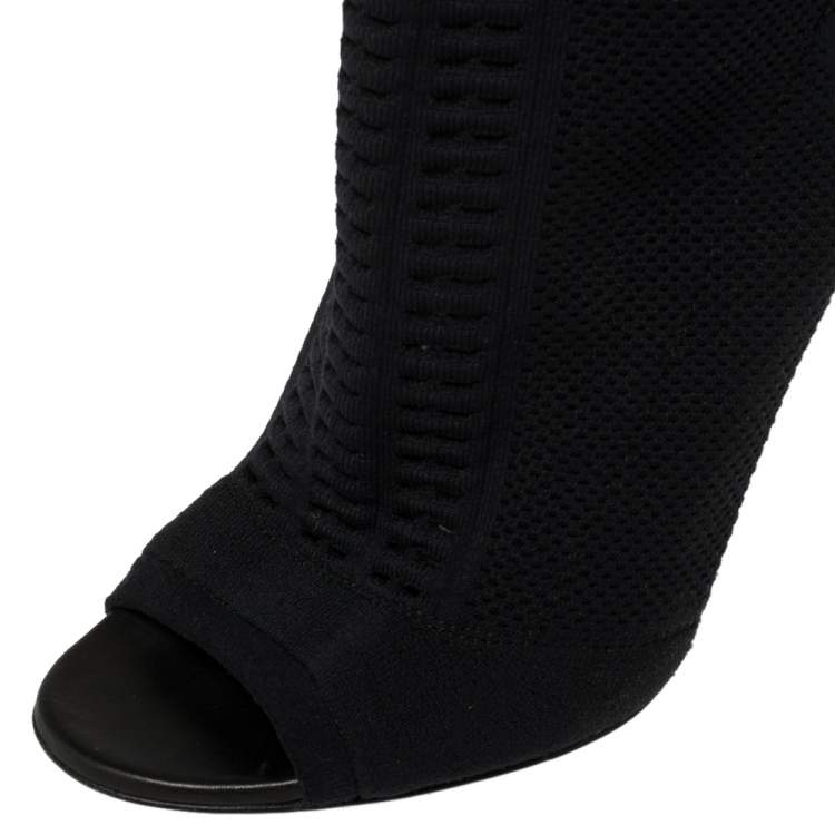 Pre Owned Gianvito Rossi Black Stretch Fabric Knee High Boots Size  37