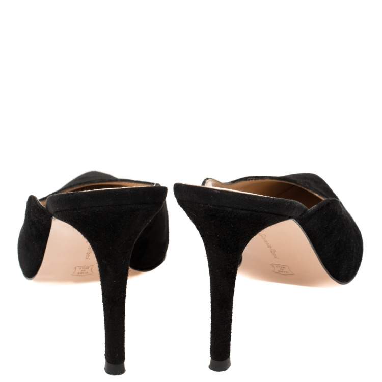 Pre Owned Gianvito Rossi Black Suede Mule Sandals Size 37.5