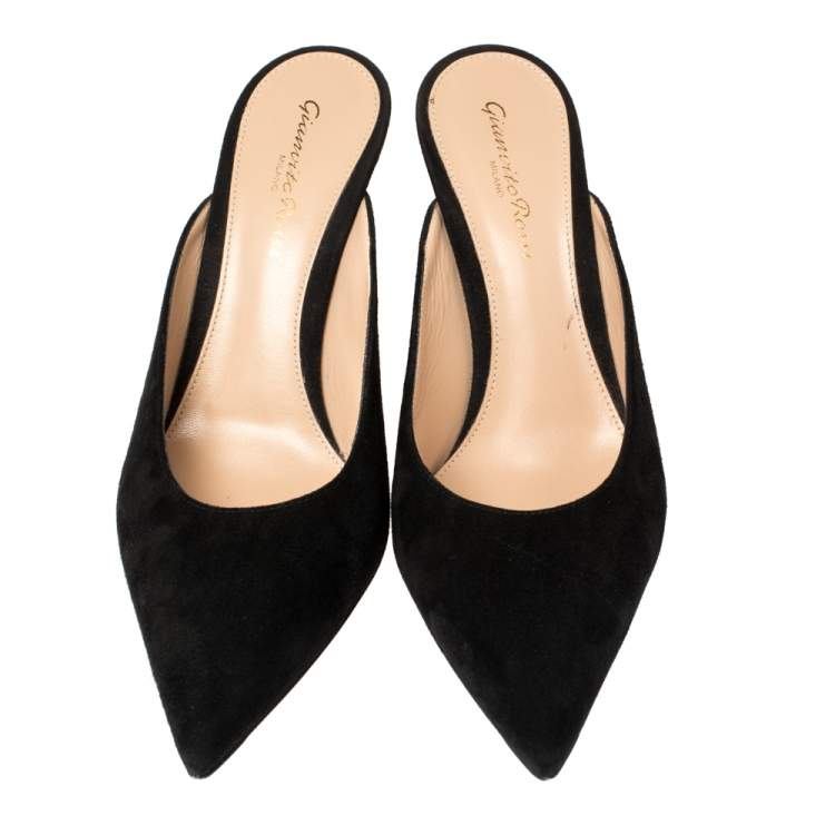 Pre Owned Gianvito Rossi Black Suede Mule Sandals Size 37.5
