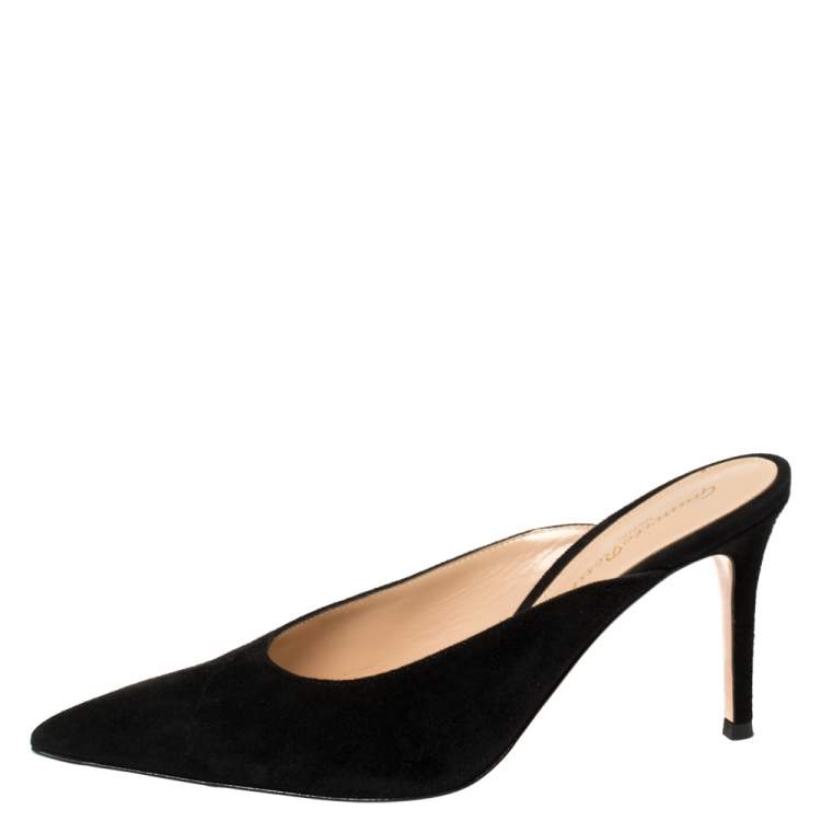 Pre Owned Gianvito Rossi Black Suede Mule Sandals Size 37.5