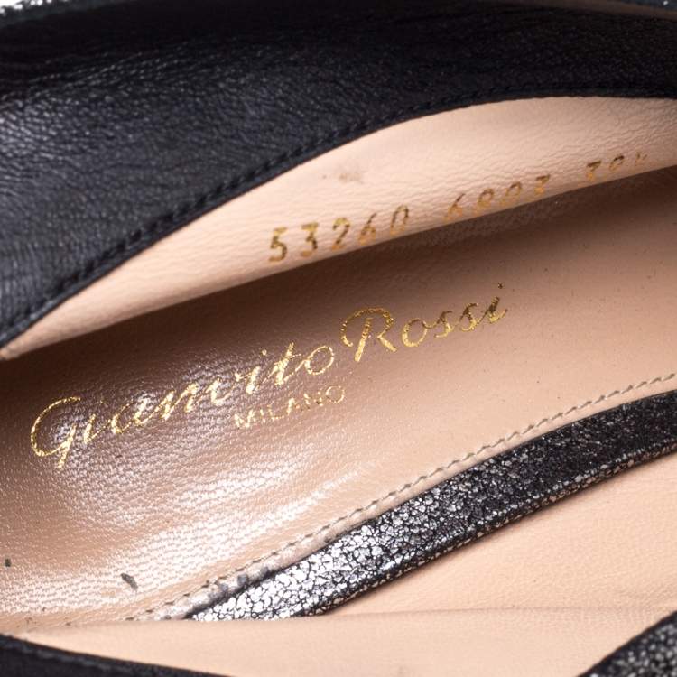 Pre Owned Gianvito Rossi Metallic Silver Foil Suede Vamp Peep Toe Booties Size 39.5