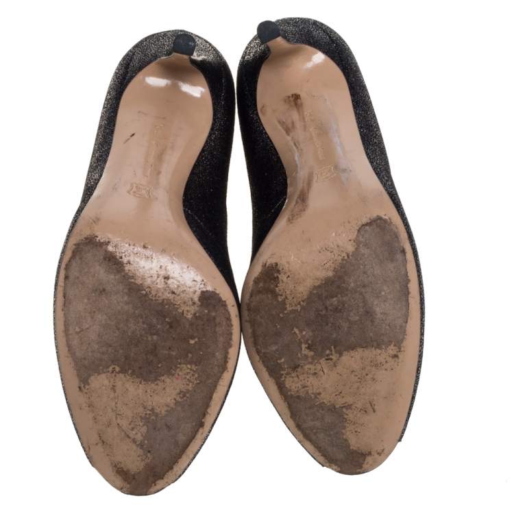 Pre Owned Gianvito Rossi Metallic Silver Foil Suede Vamp Peep Toe Booties Size 39.5