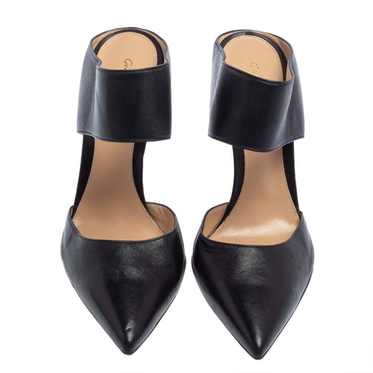 Pre Owned Gianvito Rossi Black Leather Mule Sandals Size 42