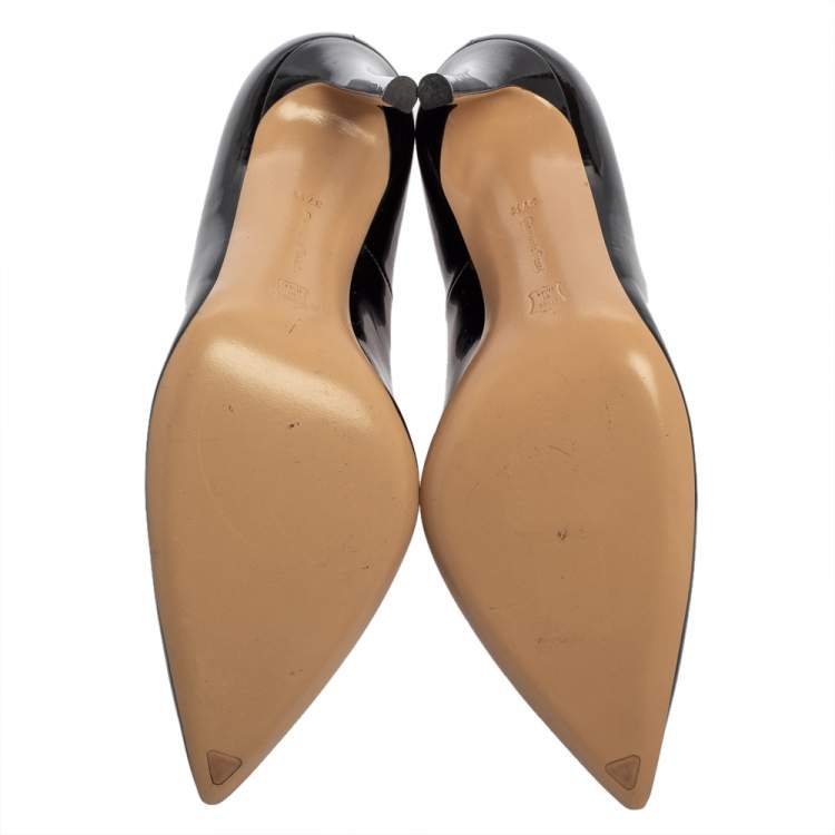 Pre Owned Gianvito Rossi Black Patent Leather Pointed Toe Pumps Size 37.5