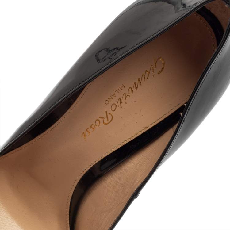 Pre Owned Gianvito Rossi Black Patent Leather Pointed Toe Pumps Size 37.5