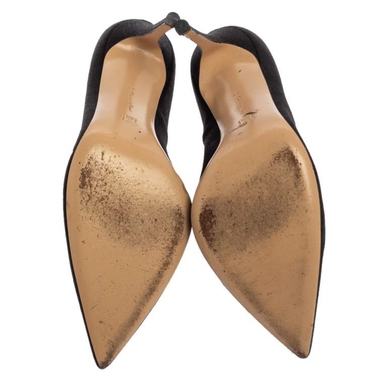 Pre Owned Gianvito Rossi Black Canvas Fringe Trim Pointed Toe Pumps Size 41