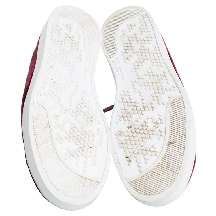 Pre Owned Gianvito Rossi Burgundy Velvet Low Top  Sneakers Size 39
