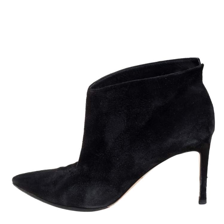 Pre Owned Gianvito Rossi Black Suede Kat Mid Booties Size 40.5