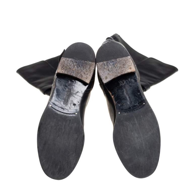 Pre Owned Gianvito Rossi Black Leather Knee Length Boots Size 40