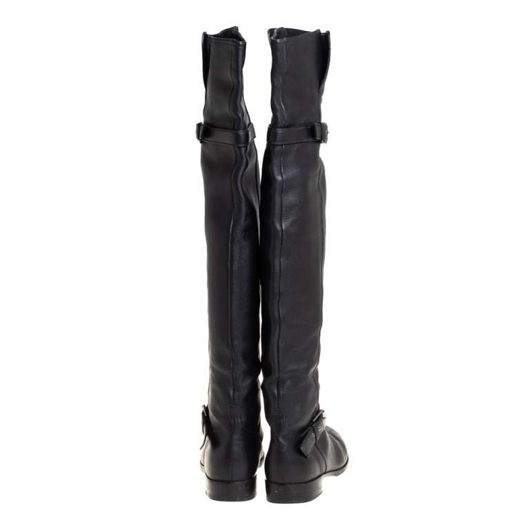 Pre Owned Gianvito Rossi Black Leather Knee Length Boots Size 40