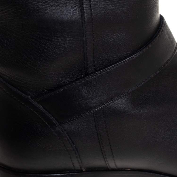 Pre Owned Gianvito Rossi Black Leather Knee Length Boots Size 40