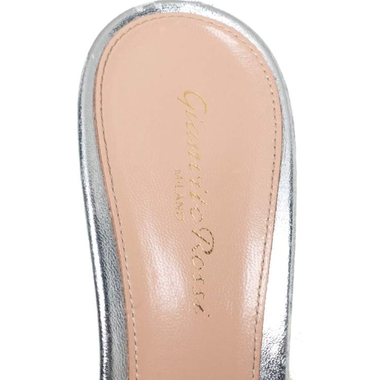 Pre Owned Gianvito Rossi Silver PVC Plexi Illusions Slide Sandals Size 39