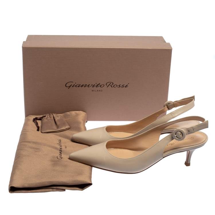Pre Owned Gianvito Rossi Beige Leather Slingback Pointed Toe Pumps Size 36