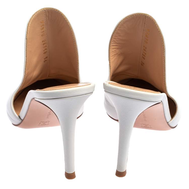 Pre Owned Gianvito Rossi White Leather Aramis Mules Size 36