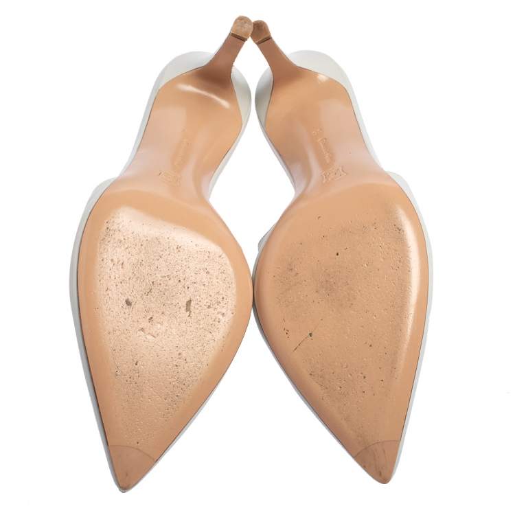 Pre Owned Gianvito Rossi White Leather Aramis Mules Size 36