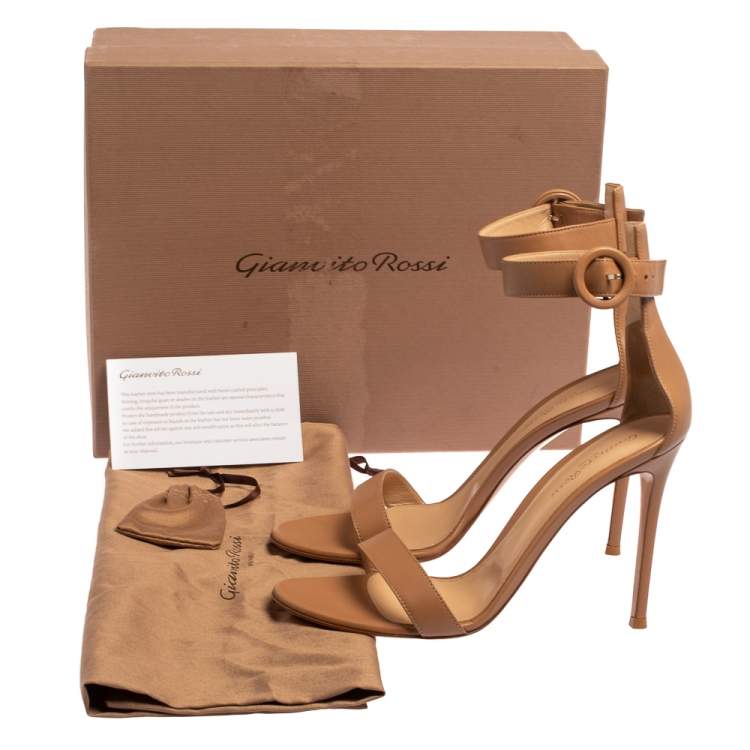 مملوكة مسبقًا Gianvito Rossi Beige Leather Portofino Ankle Strap Sandals Size 40