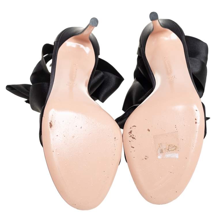 Pre Owned Gianvito Rossi Black Satin Gala Sandals Size 40