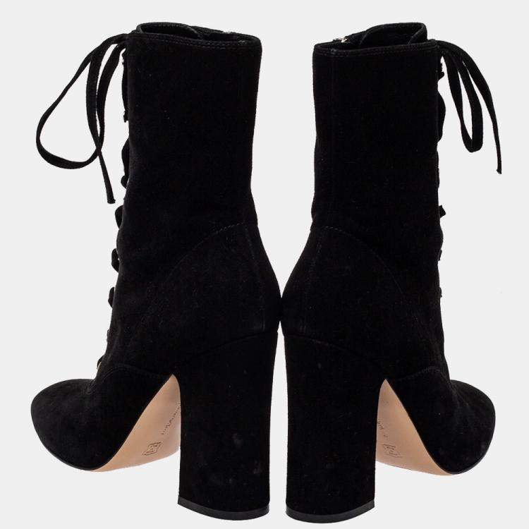 Pre Owned Gianvito Rossi Black Suede Ankle Boots Size 39