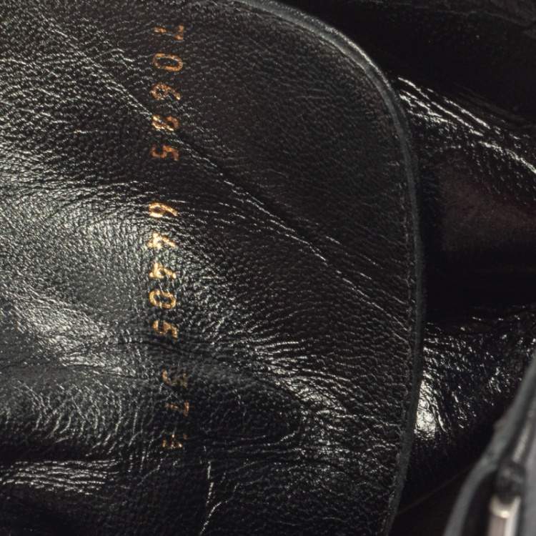 Pre Owned Gianvito Rossi Black Leather Zip Combat Boots Size 37.5