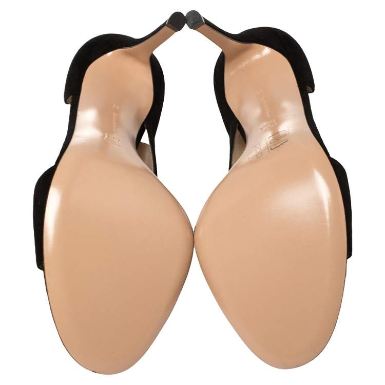 Pre Owned Gianvito Rossi Black Suede Open Side D'orsay Sandals Size 39