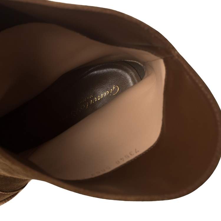 Pre Owned Gianvito Rossi Brown Suede Denver Mid Calf Boots Size 41