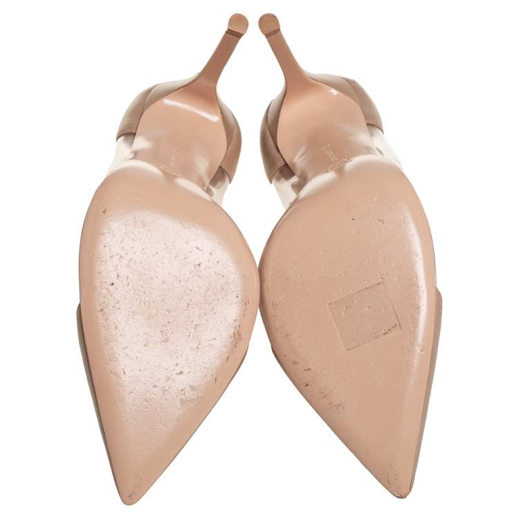 Pre Owned Gianvitto Rossi Beige PVC And Leather Plexi Pumps Size 39