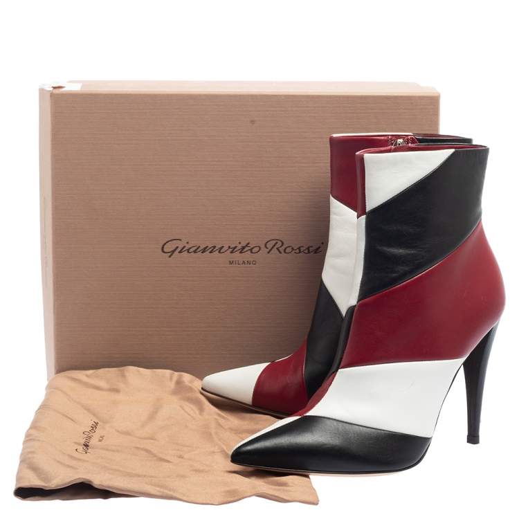 Pre Owned Gianvito Rossi Multicolor Leather Patchwork Ankle Boots Size 39