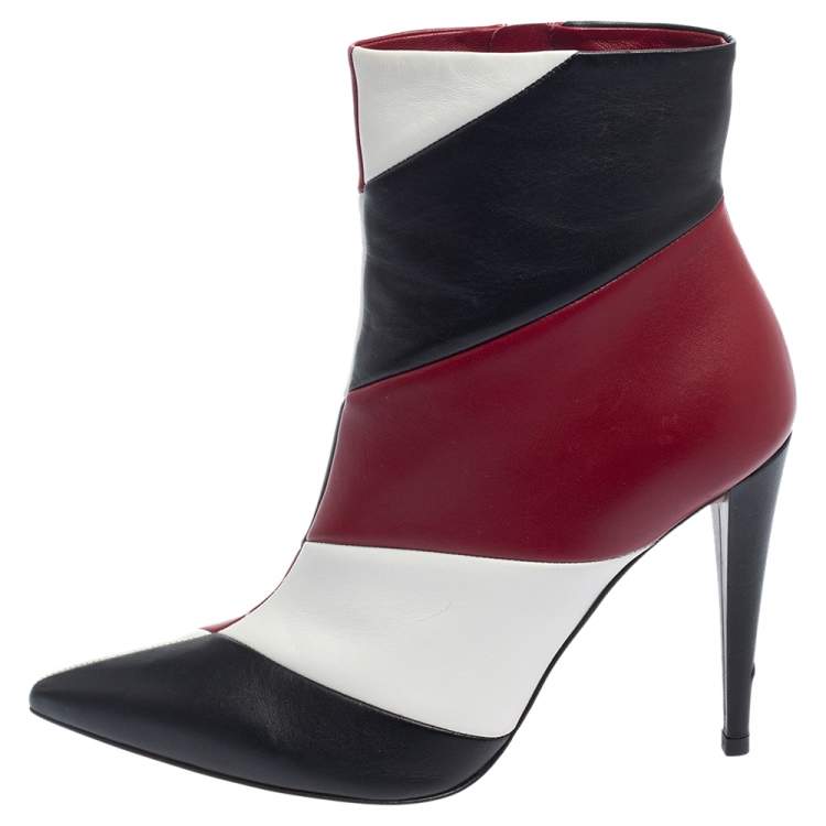 Pre Owned Gianvito Rossi Multicolor Leather Patchwork Ankle Boots Size 39