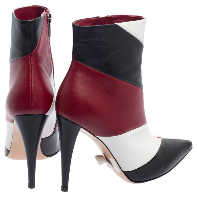 Pre Owned Gianvito Rossi Multicolor Leather Patchwork Ankle Boots Size 39