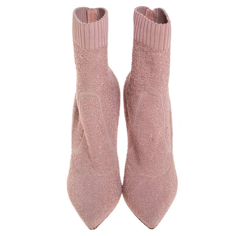 Pre Owned Gianvito Rossi Pink Stretch Fabric Ankle Boots Size 40.5