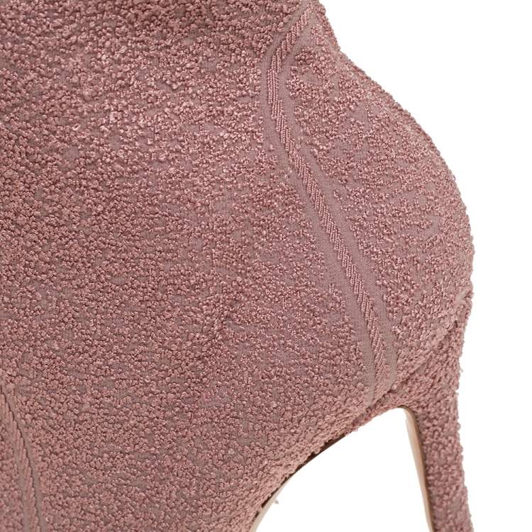 Pre Owned Gianvito Rossi Pink Stretch Fabric Ankle Boots Size 40.5