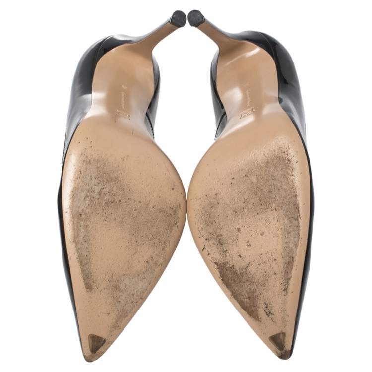 Pre Owned Gianvito Rossi Black Patent Leather Pointed Toe Pumps Size 38