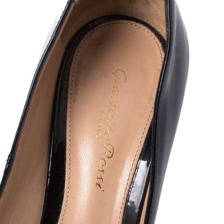Pre Owned Gianvito Rossi Black Patent Leather Pointed Toe Pumps Size 38