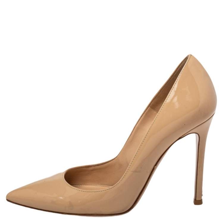 Pre Owned Gianvito Rossi Beige Patent Leather Pumps Size 35
