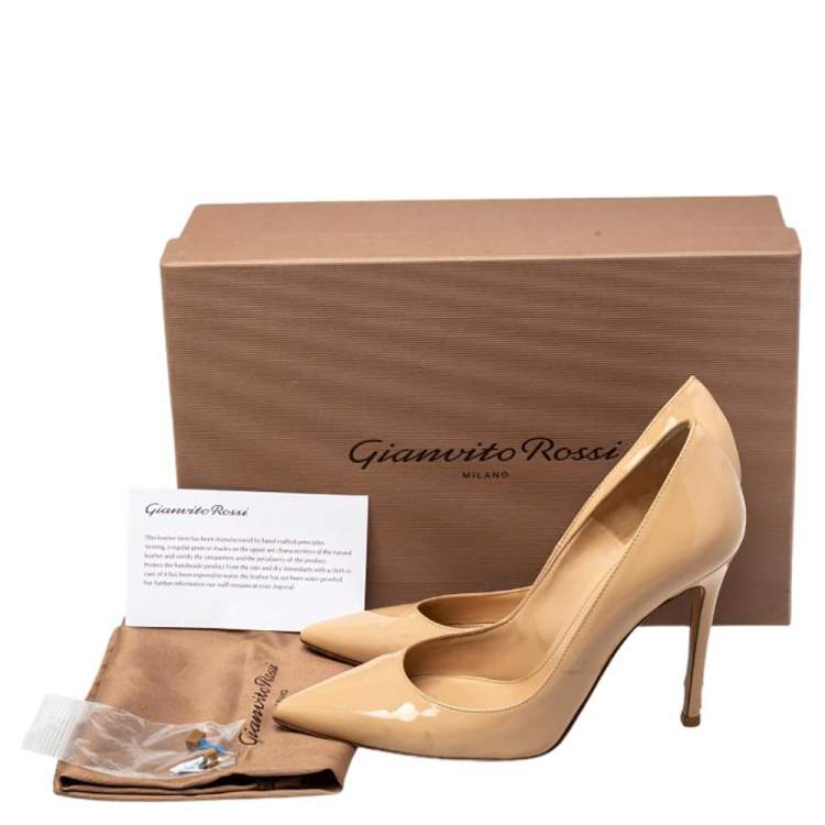 Pre Owned Gianvito Rossi Beige Patent Leather Pumps Size 35