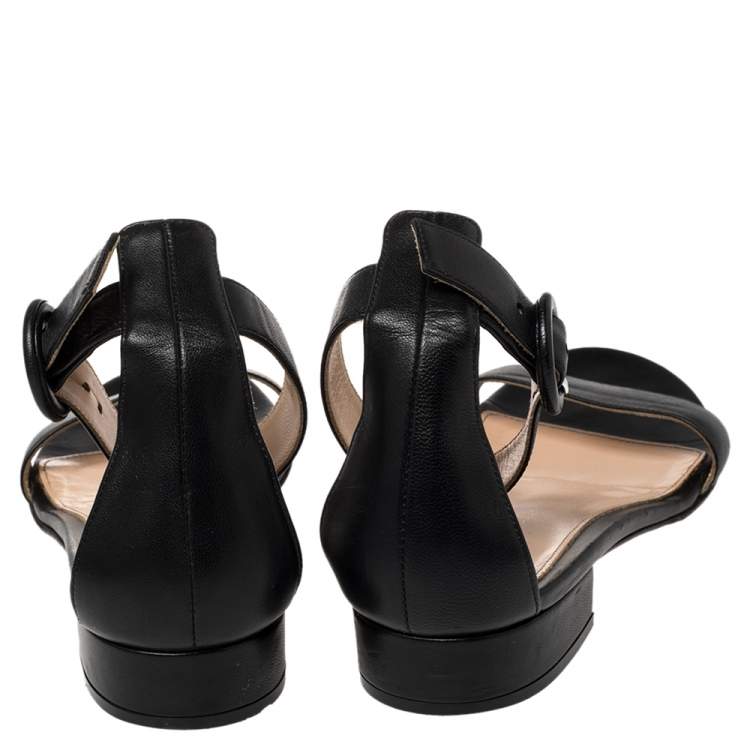 Pre Owned Gianvito Rossi Black Leather Ankle Strap Sandals Size 35