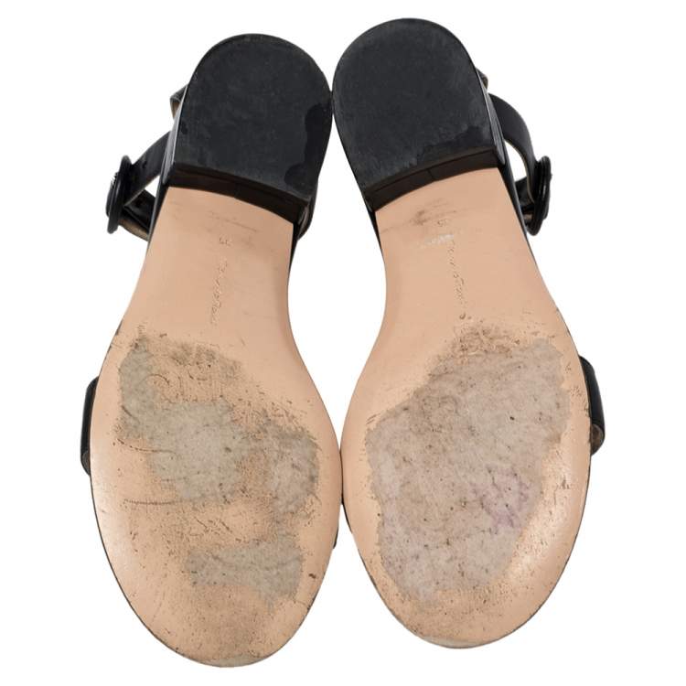 Pre Owned Gianvito Rossi Black Leather Ankle Strap Sandals Size 35