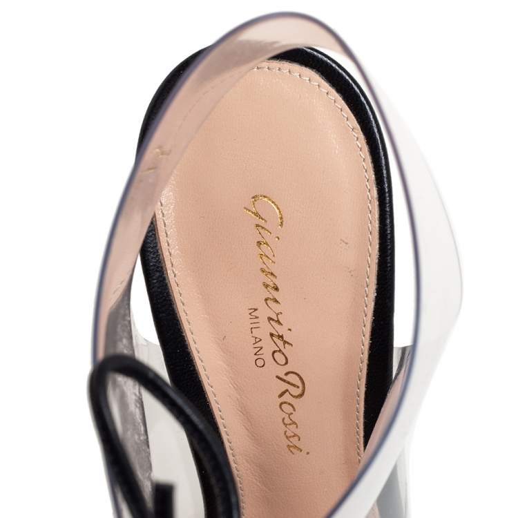 Pre Owned Gianvito Rossi Black PVC And Leather Helmut Lace Up Booties Size 36.5