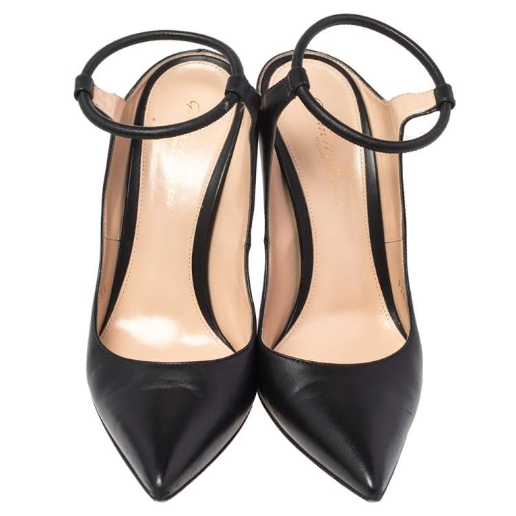 Pre Owned Gianvito Rossi Black Leather Karen Sandals Size 38