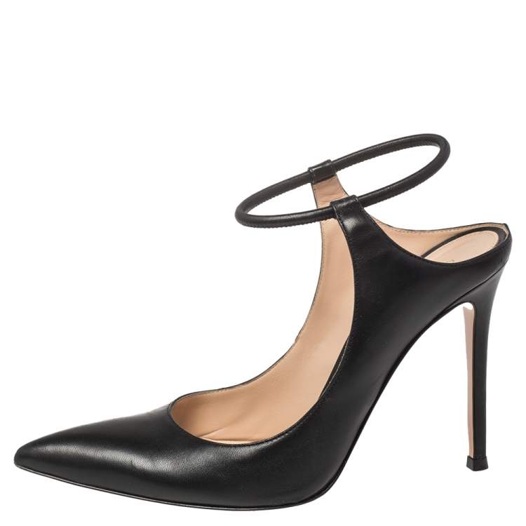 Pre Owned Gianvito Rossi Black Leather Karen Sandals Size 38