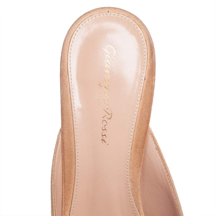 Pre Owned Gianvito Rossi Black/Beige Suede Mule Sandals Size 40