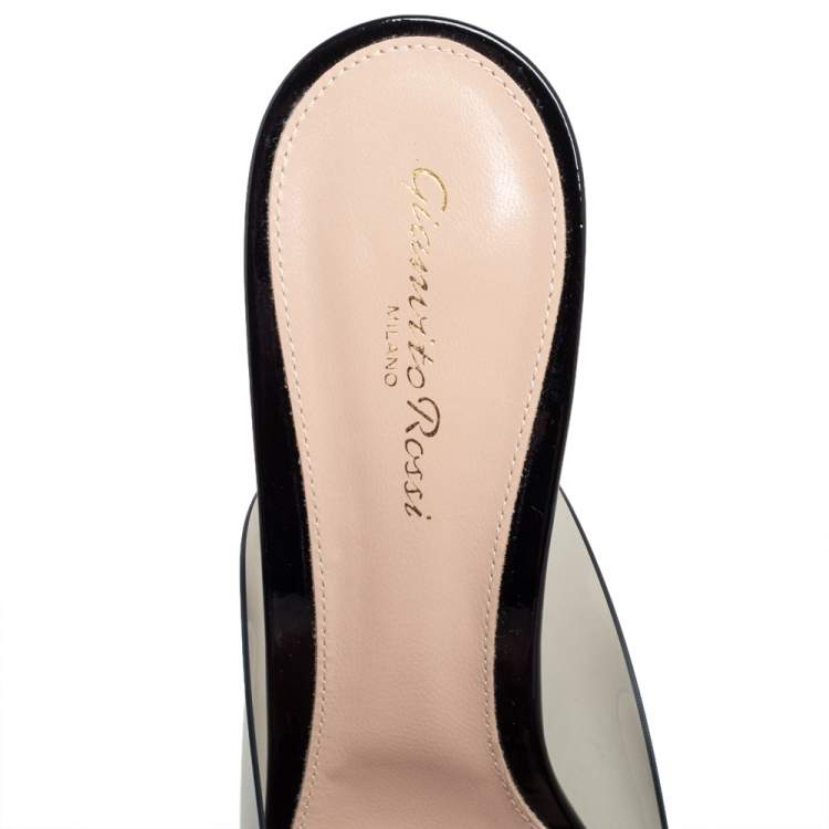 Pre Owned Gianvito Rossi Black Patent Leather and PVC Plexi Mule Sandals Size 41