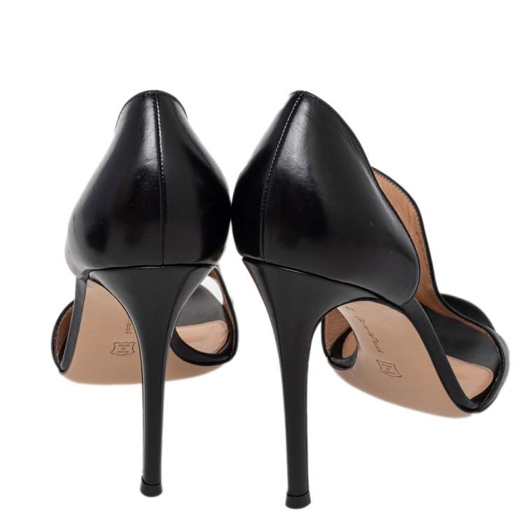 Pre Owned Gianvito Rossi Black Leather Open Toe D'orsay Pumps Size 39