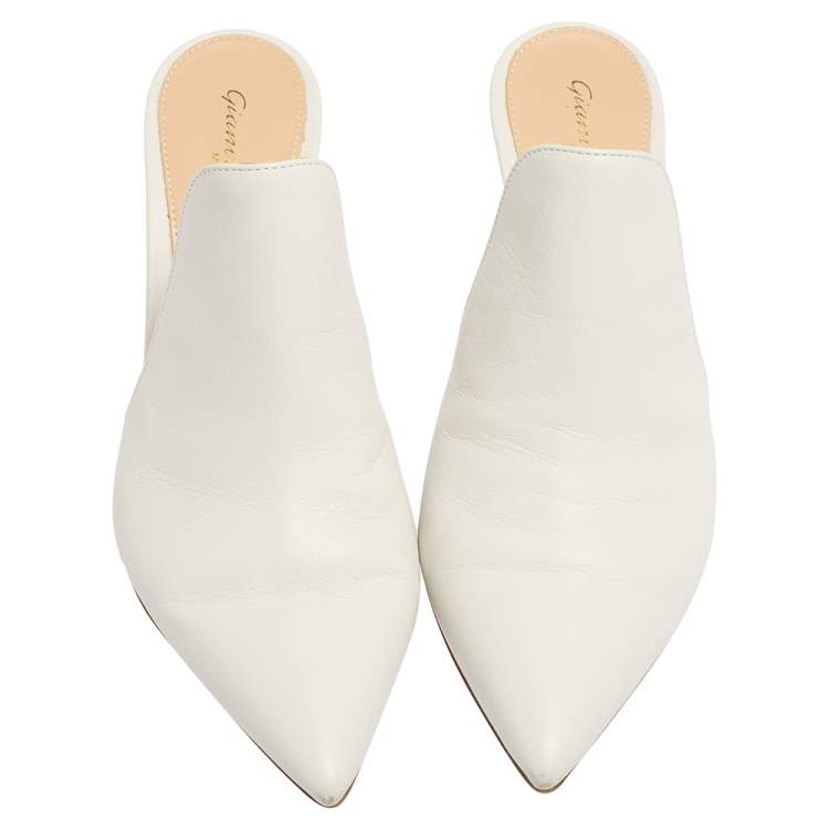 Pre Owned Gianvito Rossi White Leather Aramis Mules Size 36